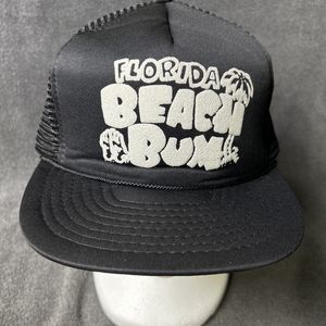 SnapBack Trucker Hat Florida Beach Bum Black Adjustable Mesh Cap